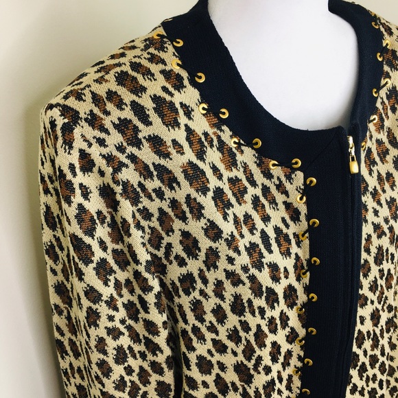 St. John Collection Leopard Zip Blazer - Picture 2 of 6